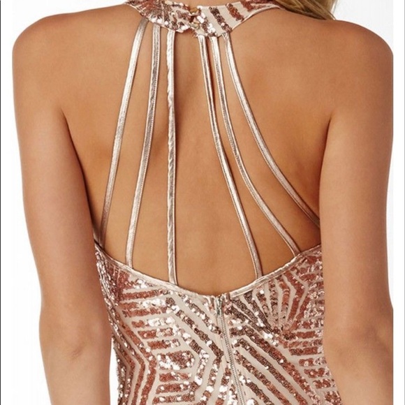 Sparkly Rose Gold Strappy Dress - Picture 3 of 6